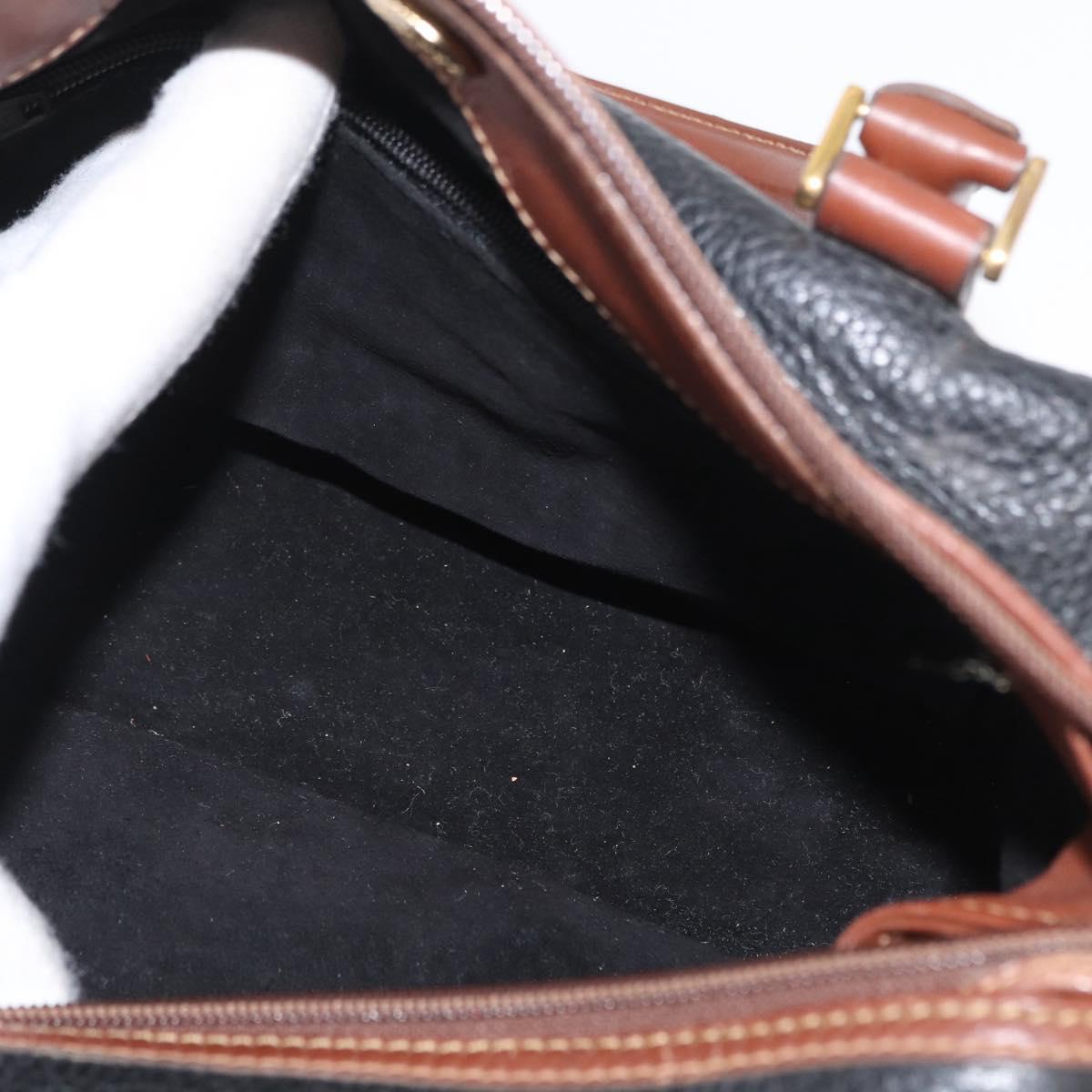 GUCCI Hand Bag Leather Black Gold 000 101 0140 Auth 173829