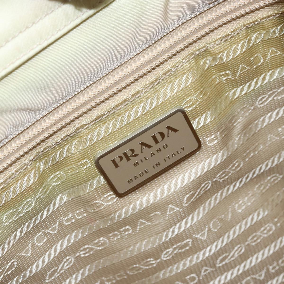 PRADA Shoulder Bag Nylon Ivory Silver Auth 173830