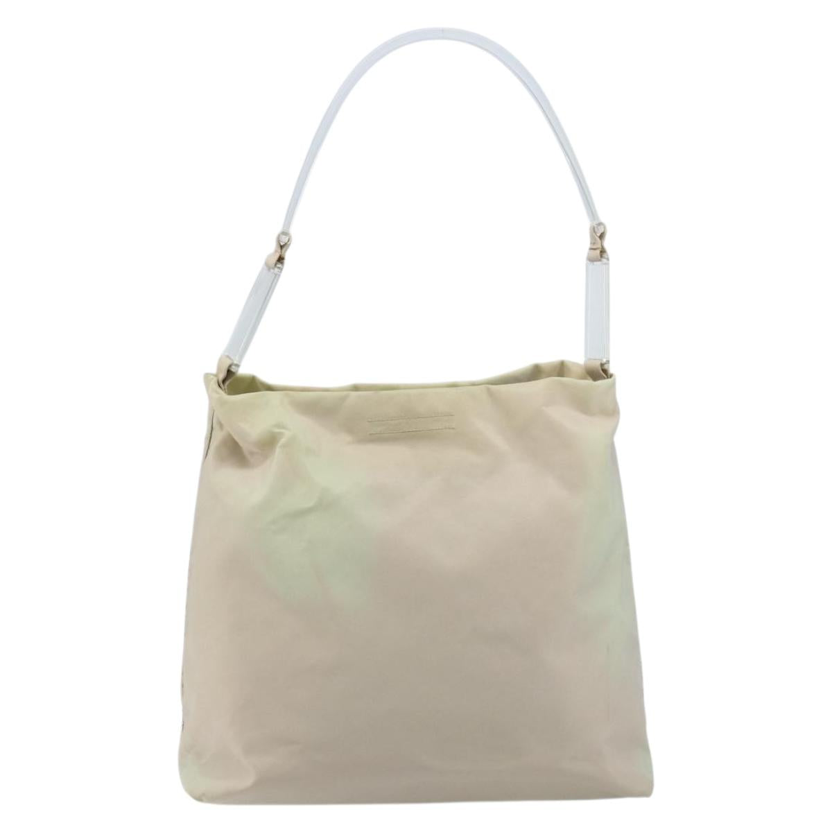 PRADA Shoulder Bag Nylon Ivory Silver Auth 173830