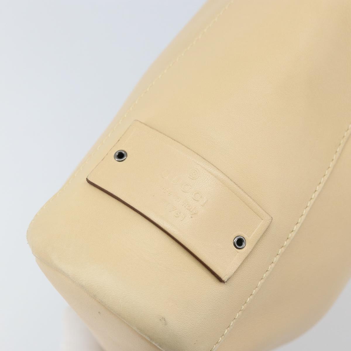 GUCCI Shoulder Bag Leather Beige Silver 91761 Auth 173831