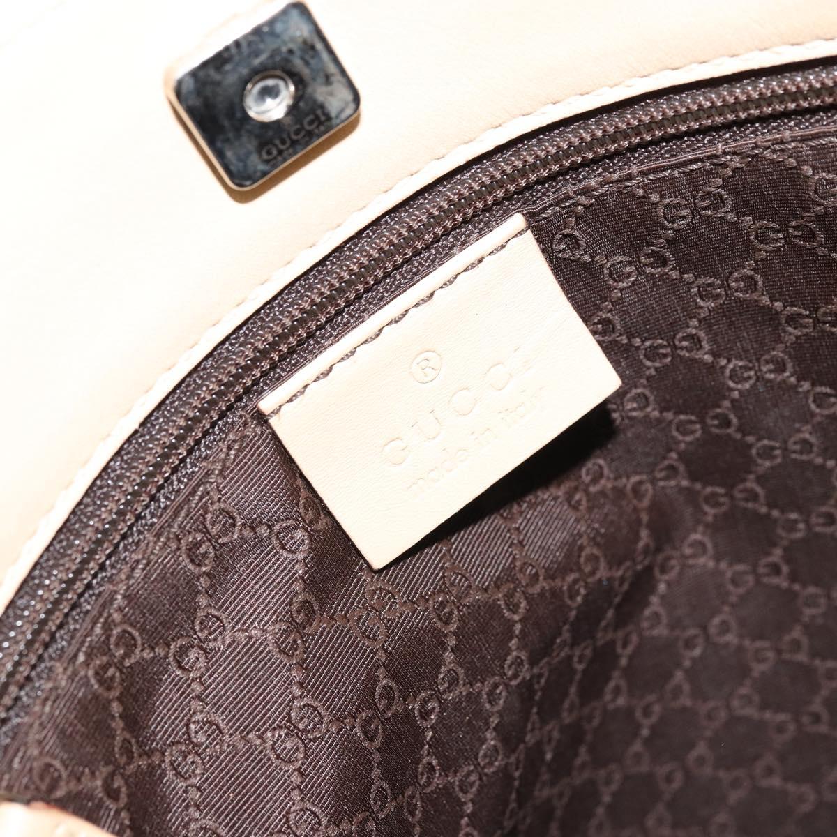 GUCCI Shoulder Bag Leather Beige Silver 91761 Auth 173831