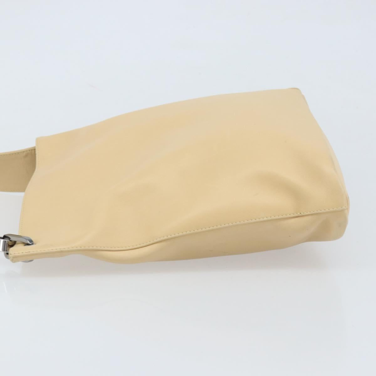 GUCCI Shoulder Bag Leather Beige Silver 91761 Auth 173831