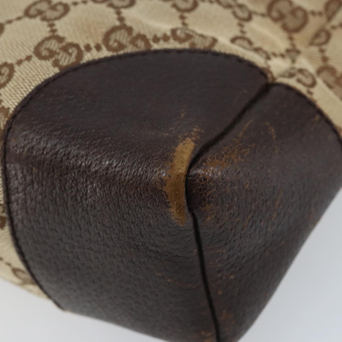 GUCCI GG Canvas Shoulder Bag Beige Silver Auth 173832