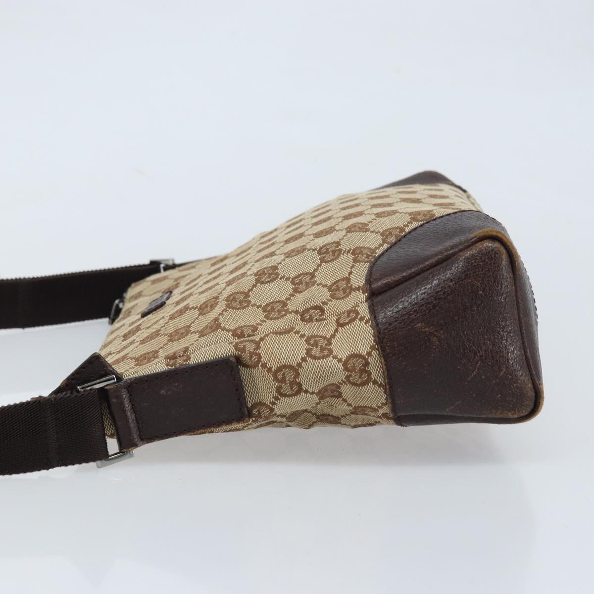 GUCCI GG Canvas Shoulder Bag Beige Silver Auth 173832