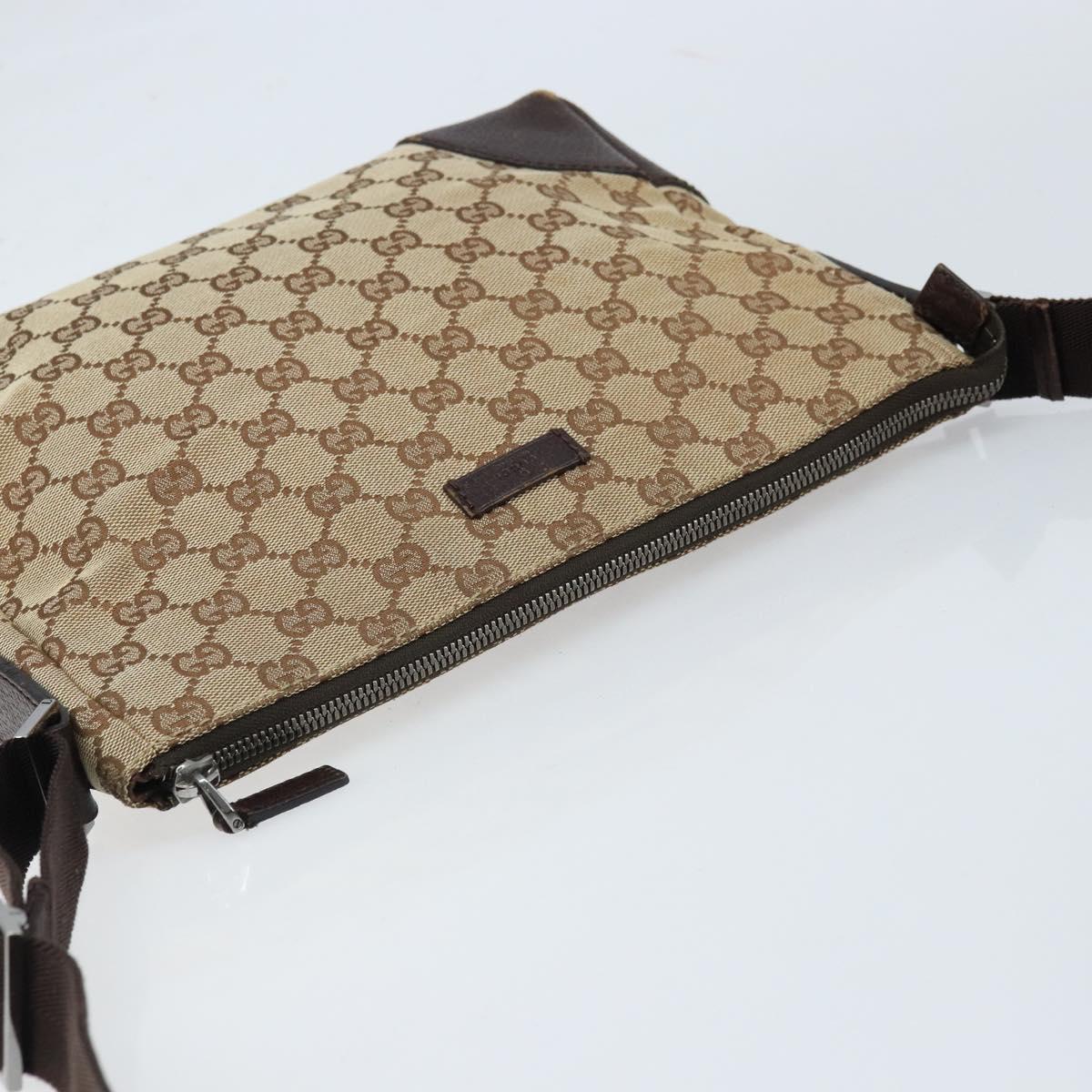 GUCCI GG Canvas Shoulder Bag Beige Silver Auth 173832