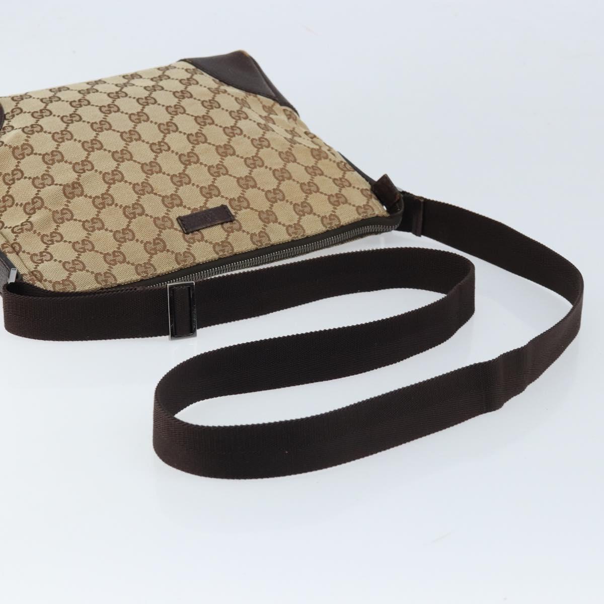 GUCCI GG Canvas Shoulder Bag Beige Silver Auth 173832