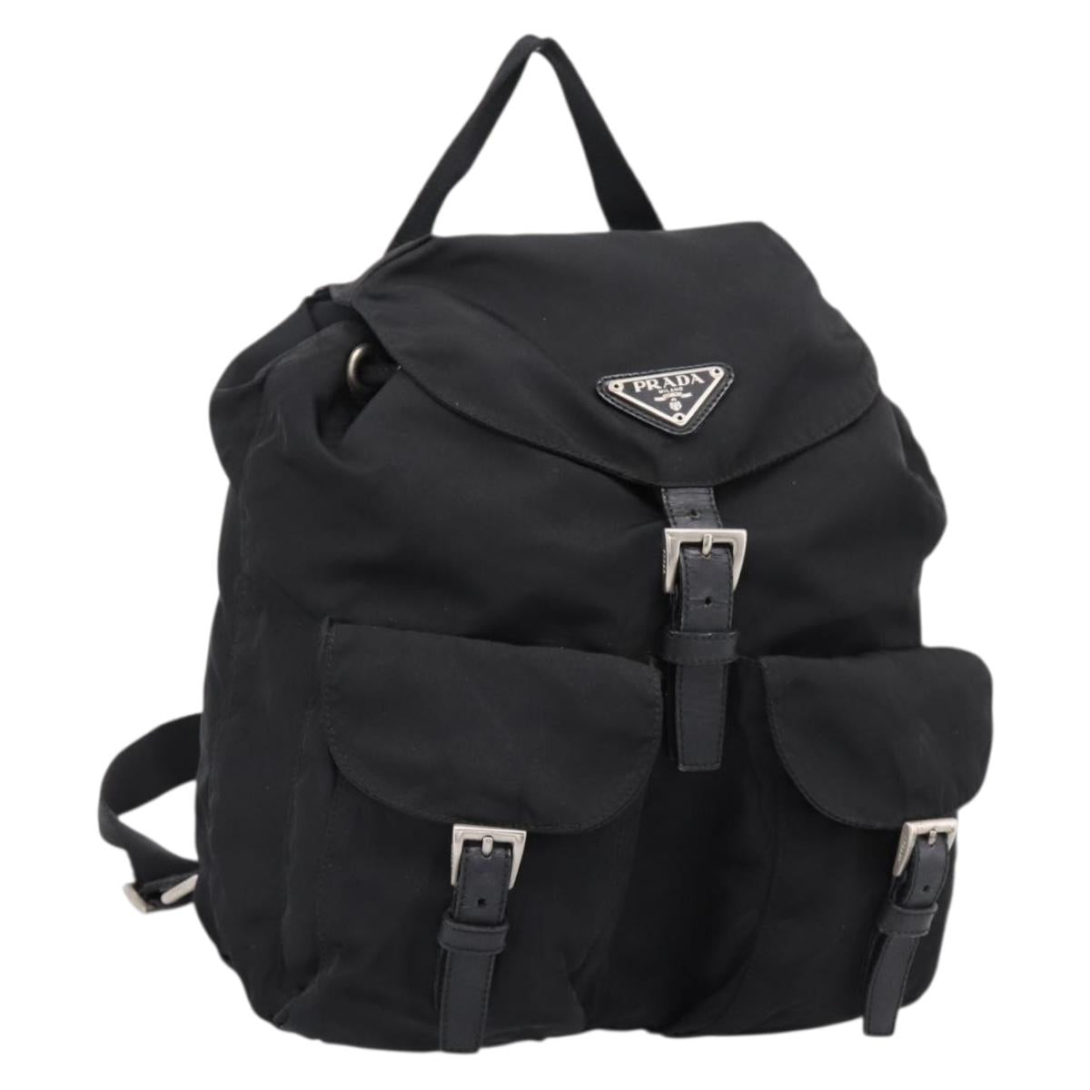 PRADA Backpack Nylon Black Silver Auth 173833