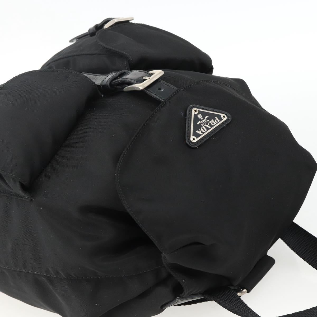 PRADA Backpack Nylon Black Silver Auth 173833
