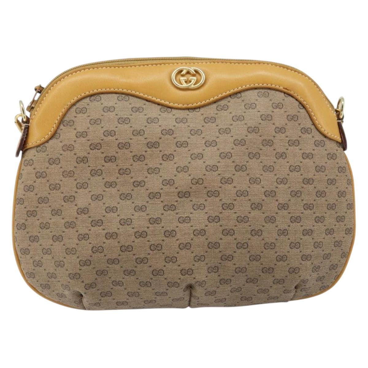 GUCCI Micro GG Supreme Shoulder Bag PVC Beige Gold 007 49 0819 Auth 173835