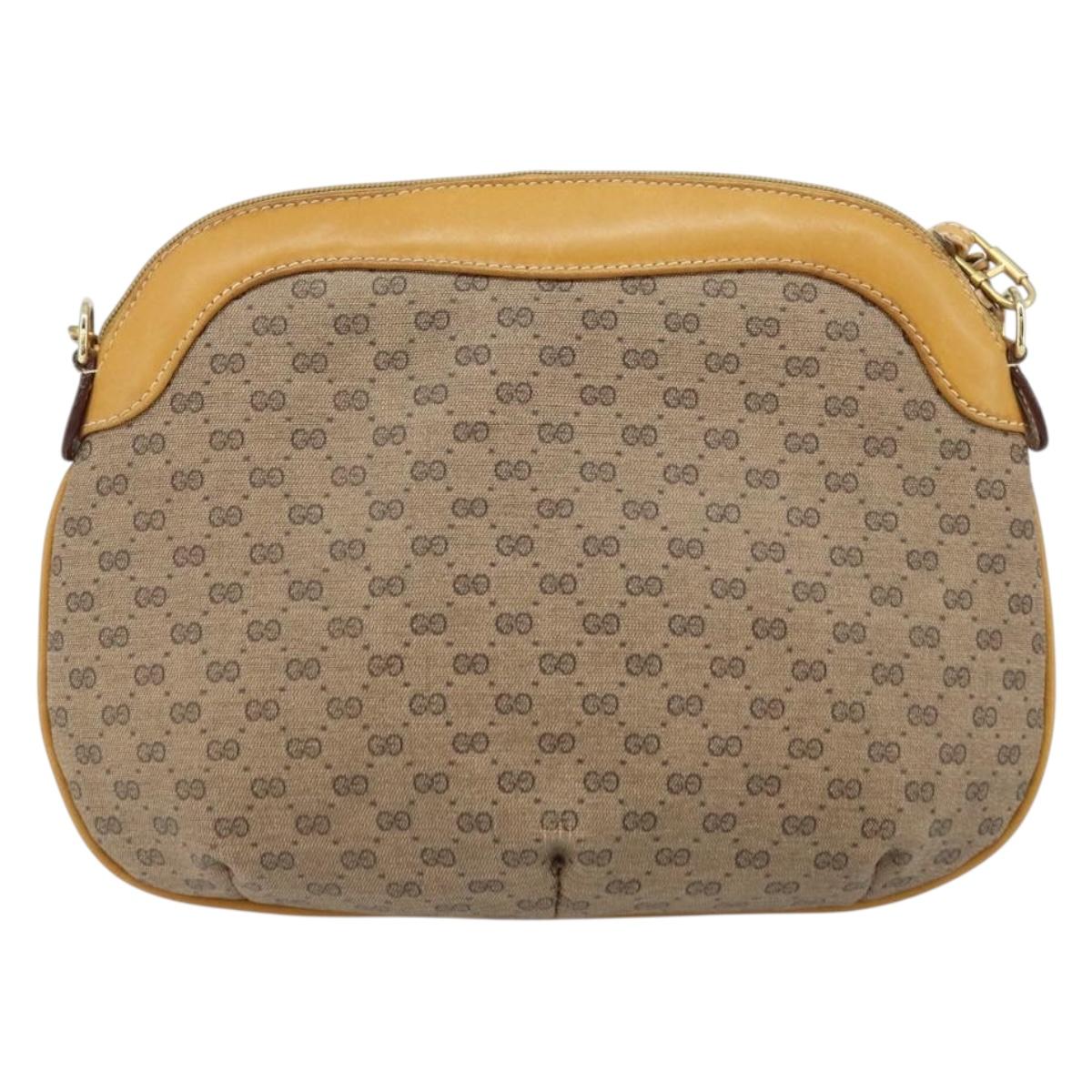 GUCCI Micro GG Supreme Shoulder Bag PVC Beige Gold 007 49 0819 Auth 173835