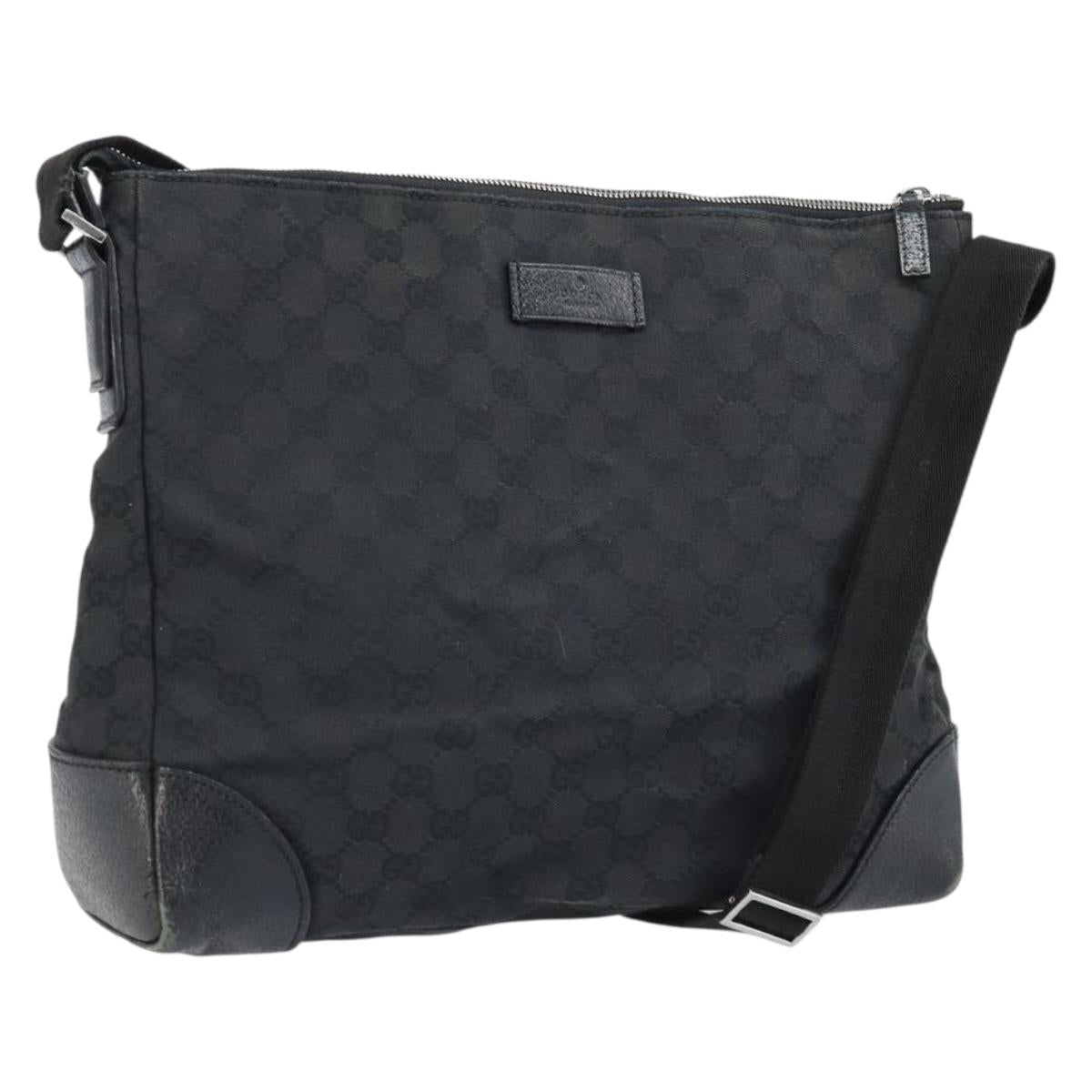 GUCCI GG Canvas Shoulder Bag Black Silver 110054 Auth 173836