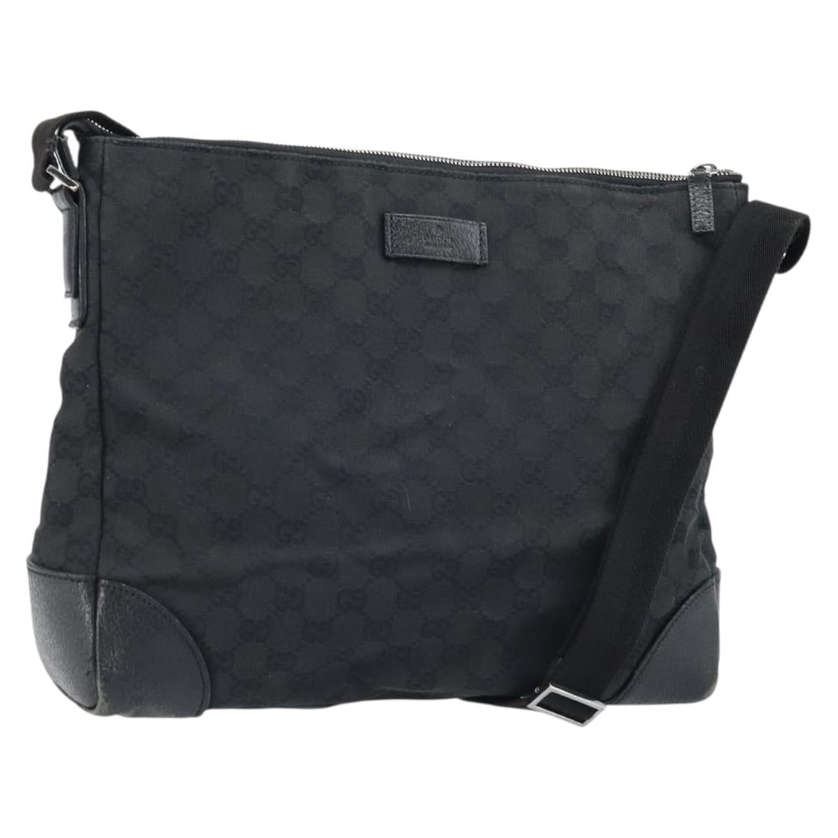 GUCCI GG Canvas Shoulder Bag Black Silver 110054 Auth 173836