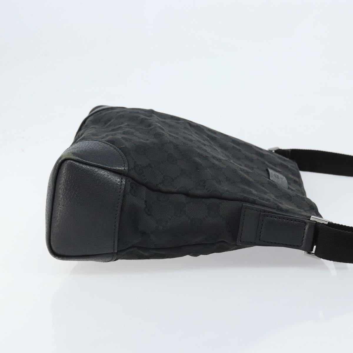 GUCCI GG Canvas Shoulder Bag Black Silver 110054 Auth 173836