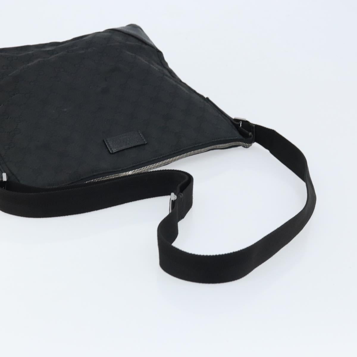 GUCCI GG Canvas Shoulder Bag Black Silver 110054 Auth 173836