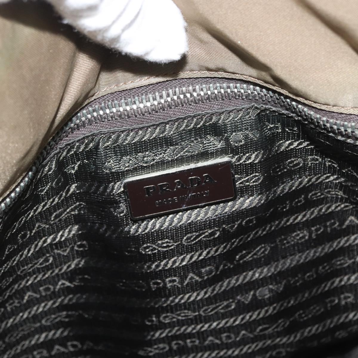 PRADA Hand Bag Nylon Khaki Silver Auth 173838