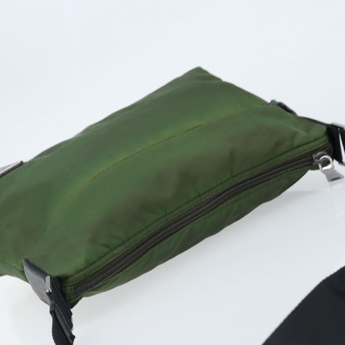 PRADA Shoulder Bag Nylon Green Silver Auth 173841