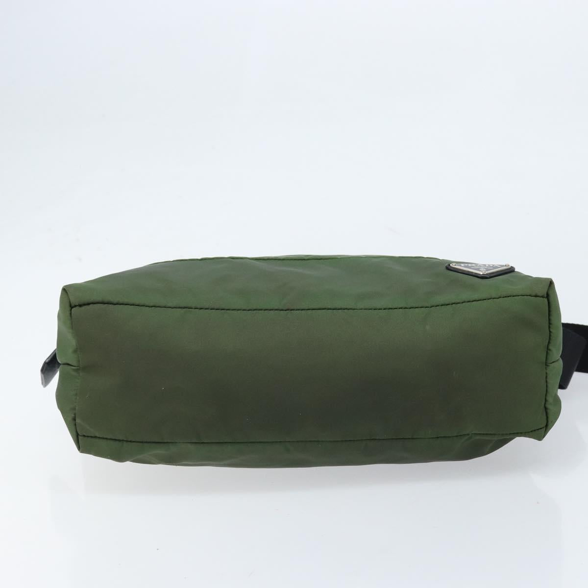 PRADA Shoulder Bag Nylon Green Silver Auth 173841