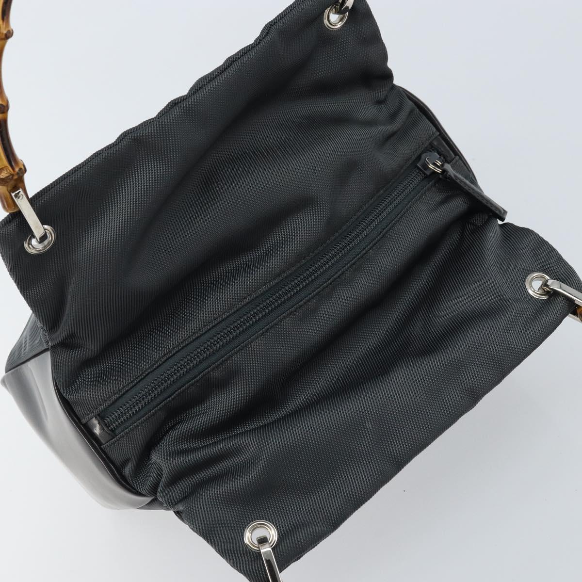 GUCCI Bamboo Hand Bag Nylon Gray Silver 000 1014 0575 5 Auth 173845A