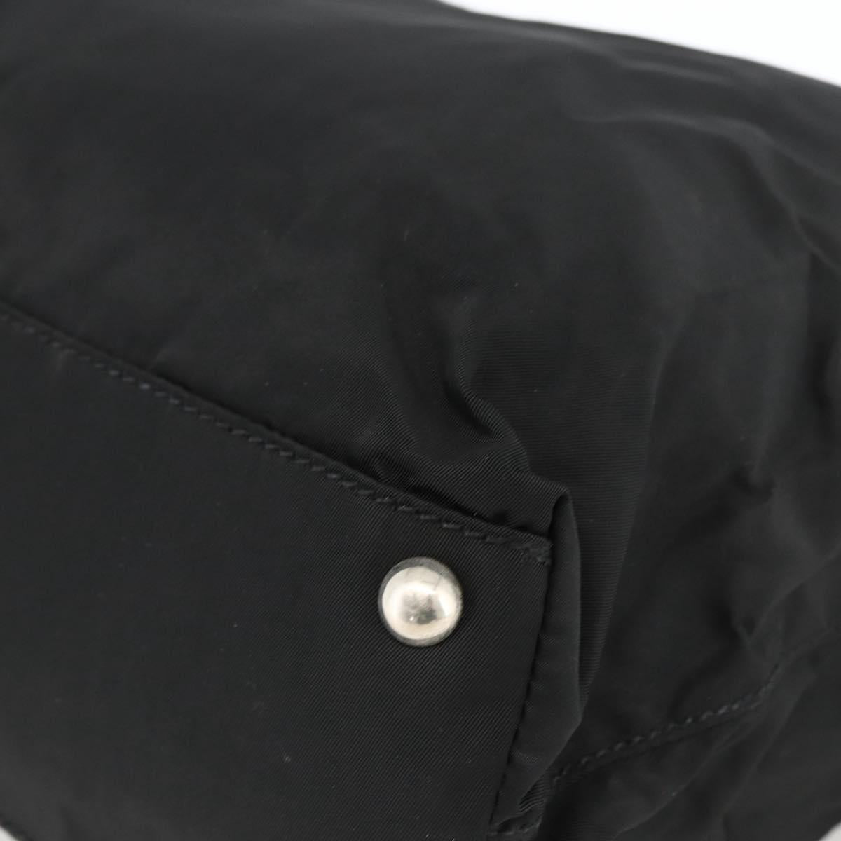 PRADA Hand Bag Nylon Black Silver Auth 173846A