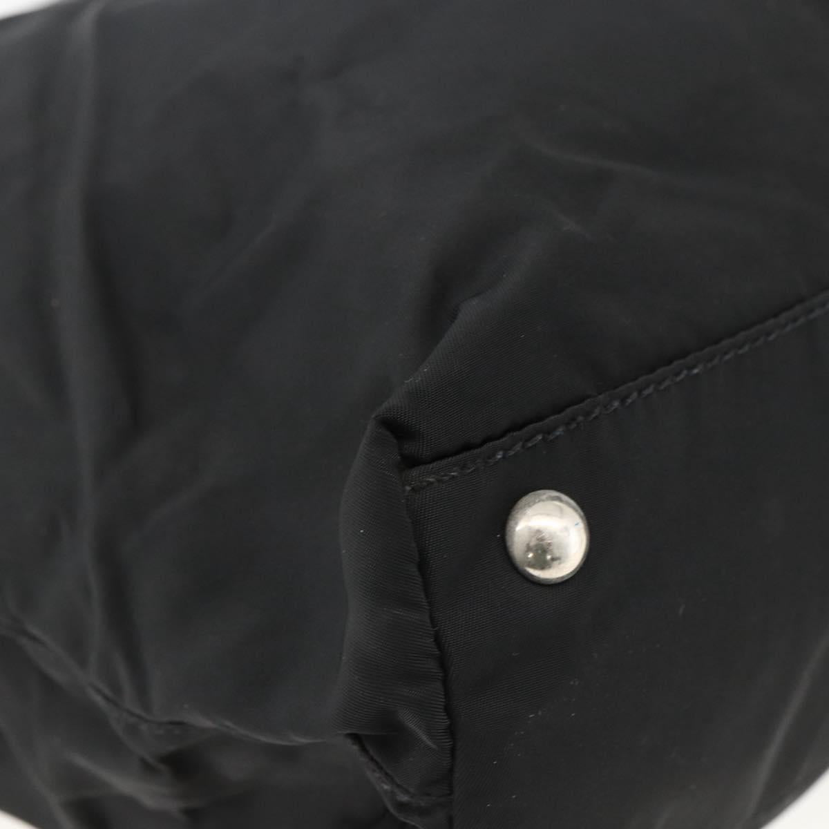 PRADA Hand Bag Nylon Black Silver Auth 173846A