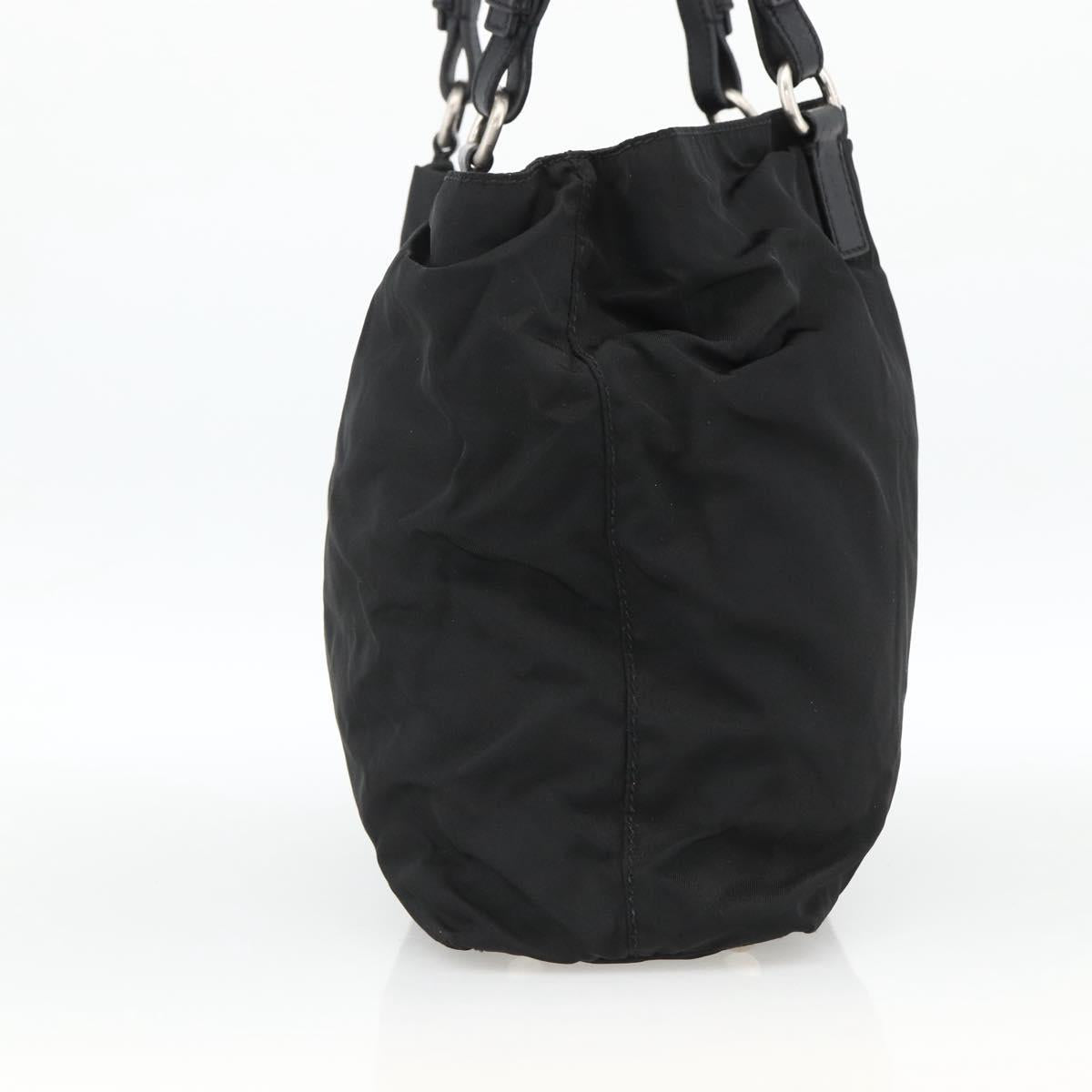 PRADA Hand Bag Nylon Black Silver Auth 173846A