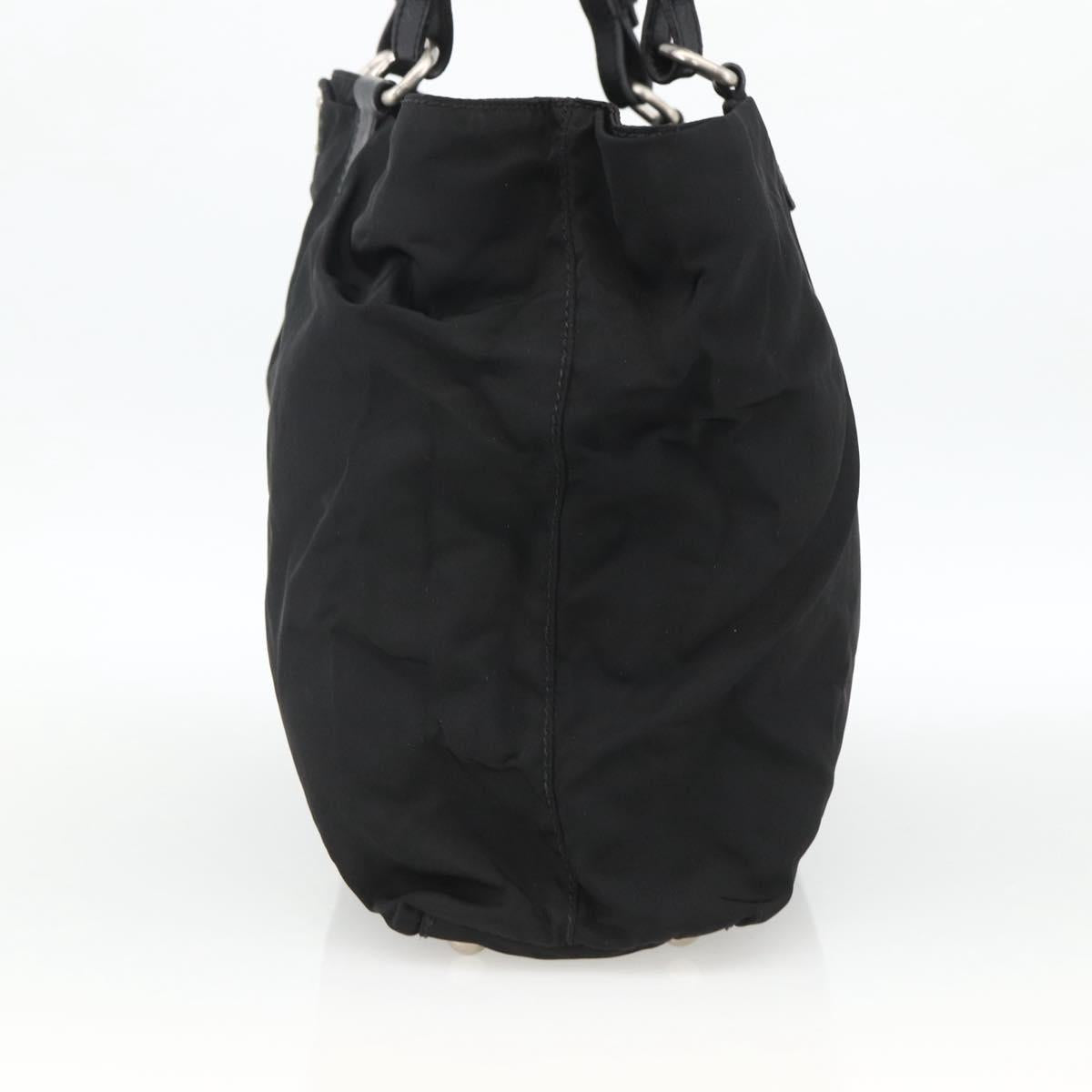 PRADA Hand Bag Nylon Black Silver Auth 173846A