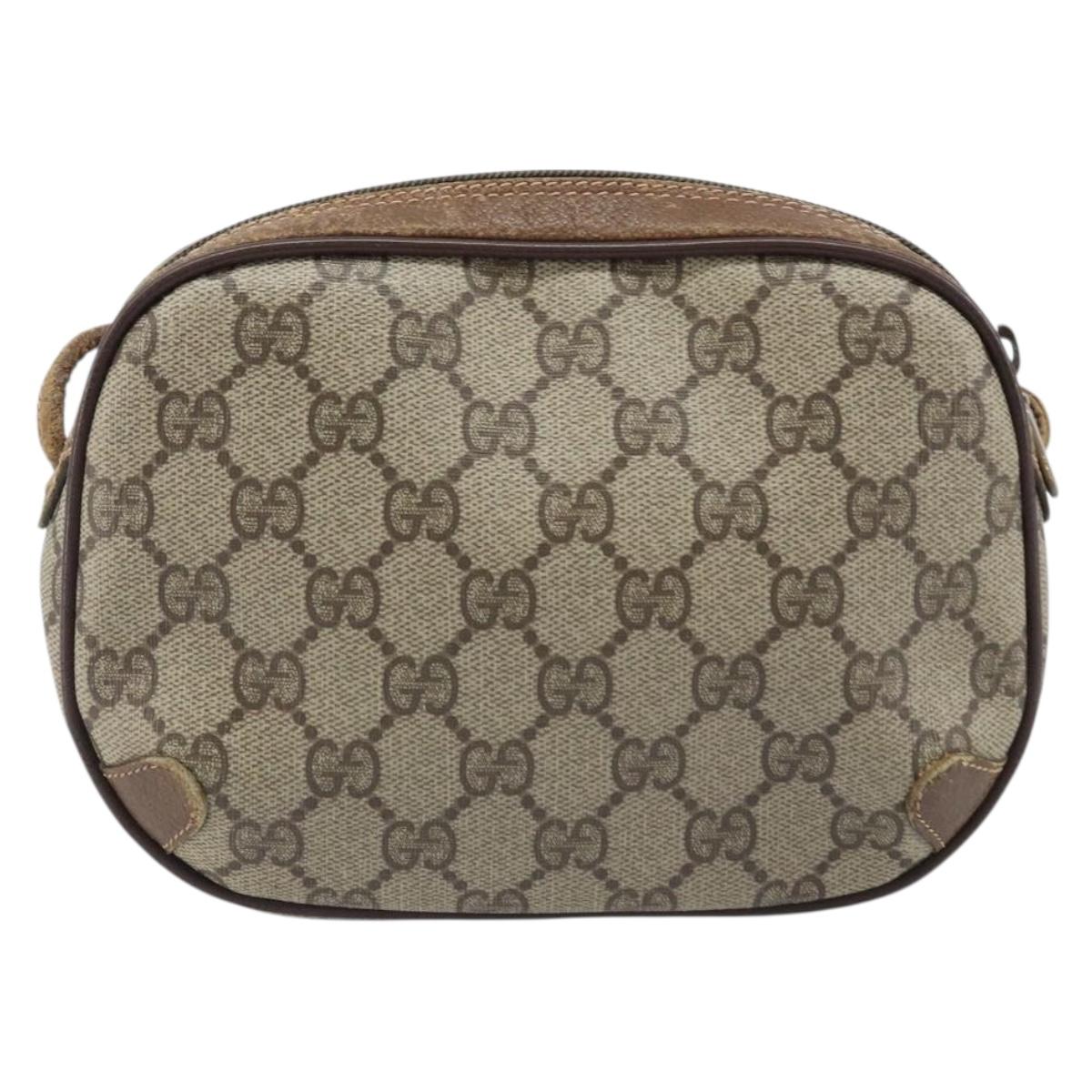 GUCCI GG Supreme Web Sherry Line Bag PVC Beige Gold 89 02 066 Auth 173850