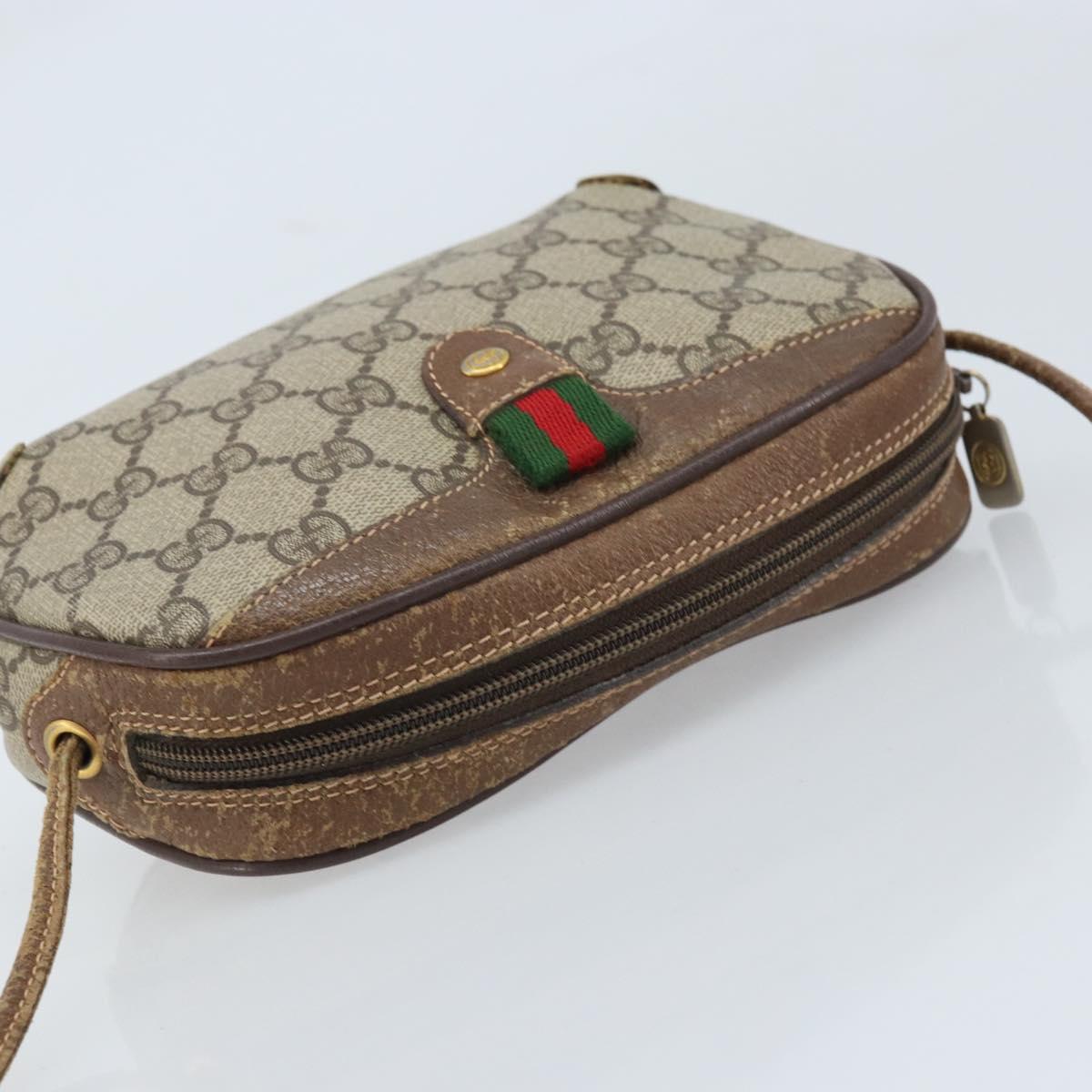GUCCI GG Supreme Web Sherry Line Bag PVC Beige Gold 89 02 066 Auth 173850