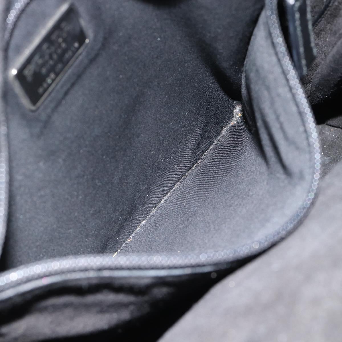 PRADA Tote Bag Leather Black Silver Auth 173853