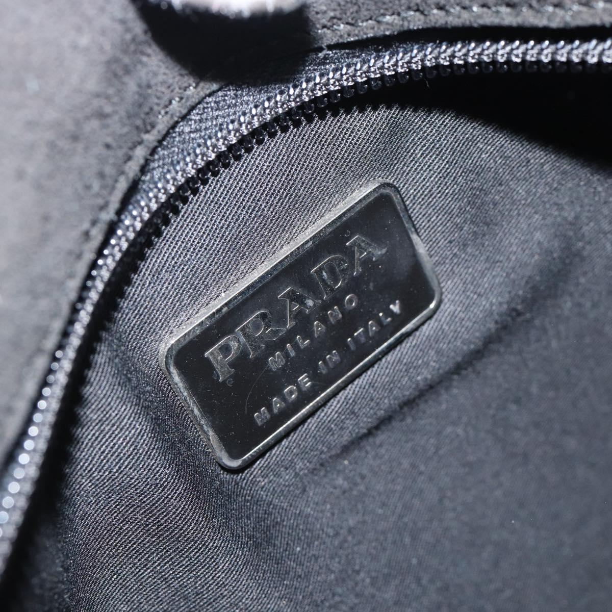 PRADA Tote Bag Leather Black Silver Auth 173853