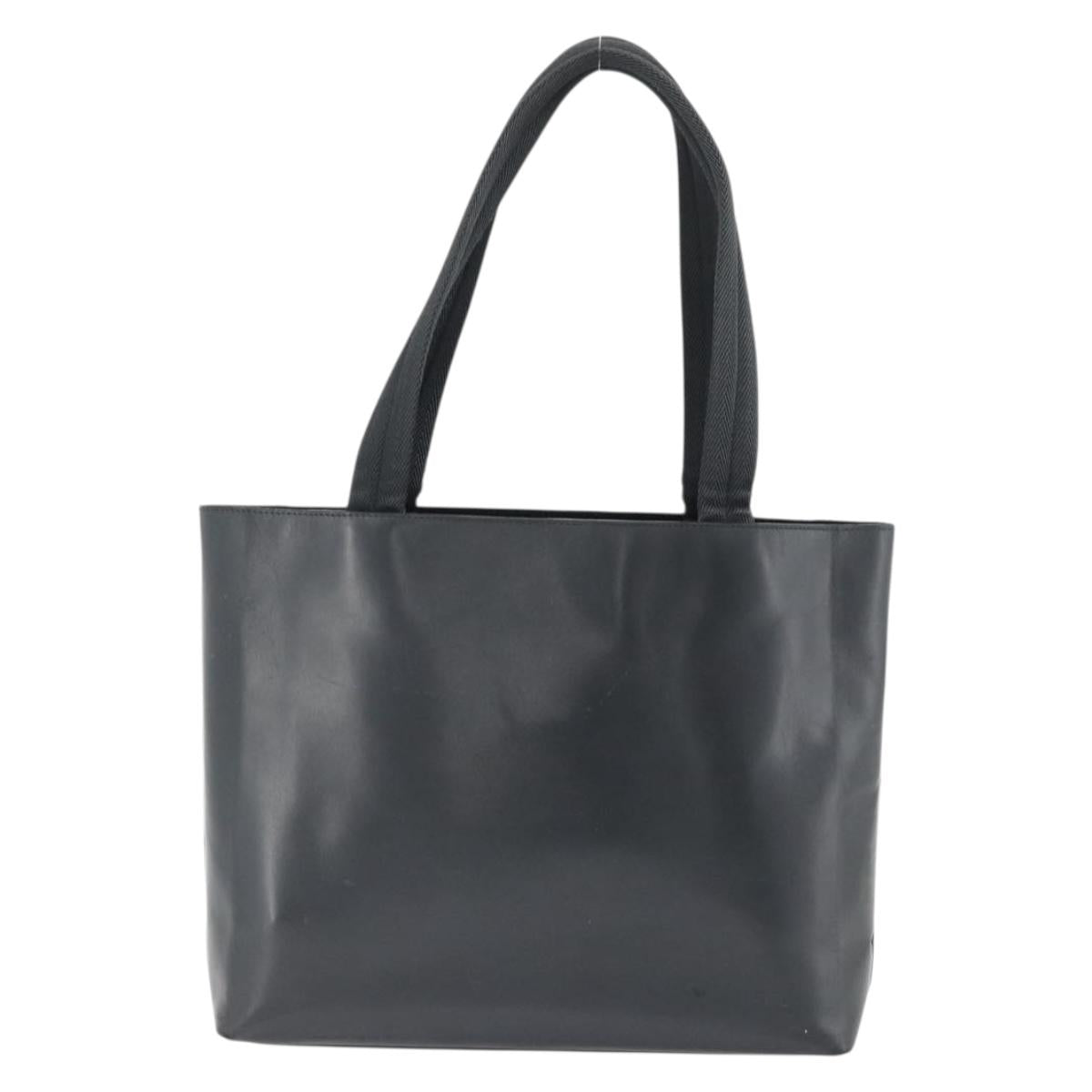 PRADA Tote Bag Leather Black Silver Auth 173853