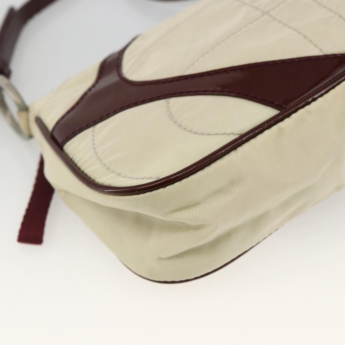 PRADA Shoulder Bag Nylon White Silver Auth 173854