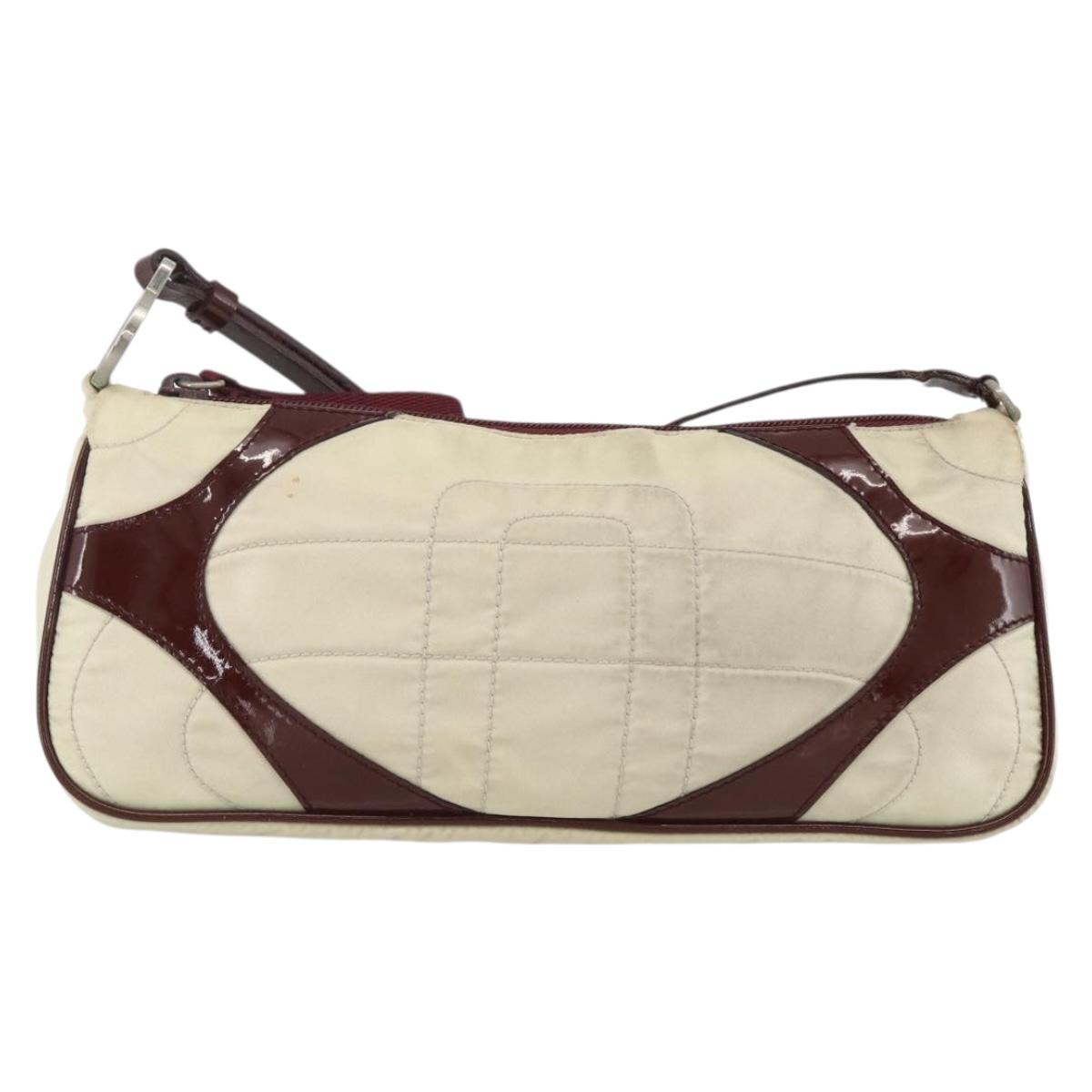 PRADA Shoulder Bag Nylon White Silver Auth 173854