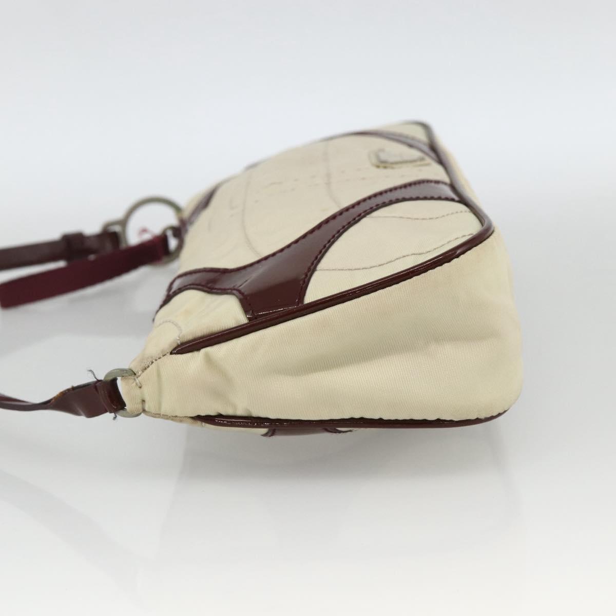 PRADA Shoulder Bag Nylon White Silver Auth 173854