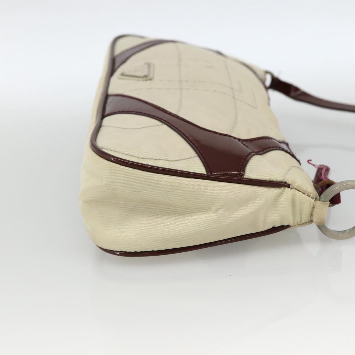 PRADA Shoulder Bag Nylon White Silver Auth 173854