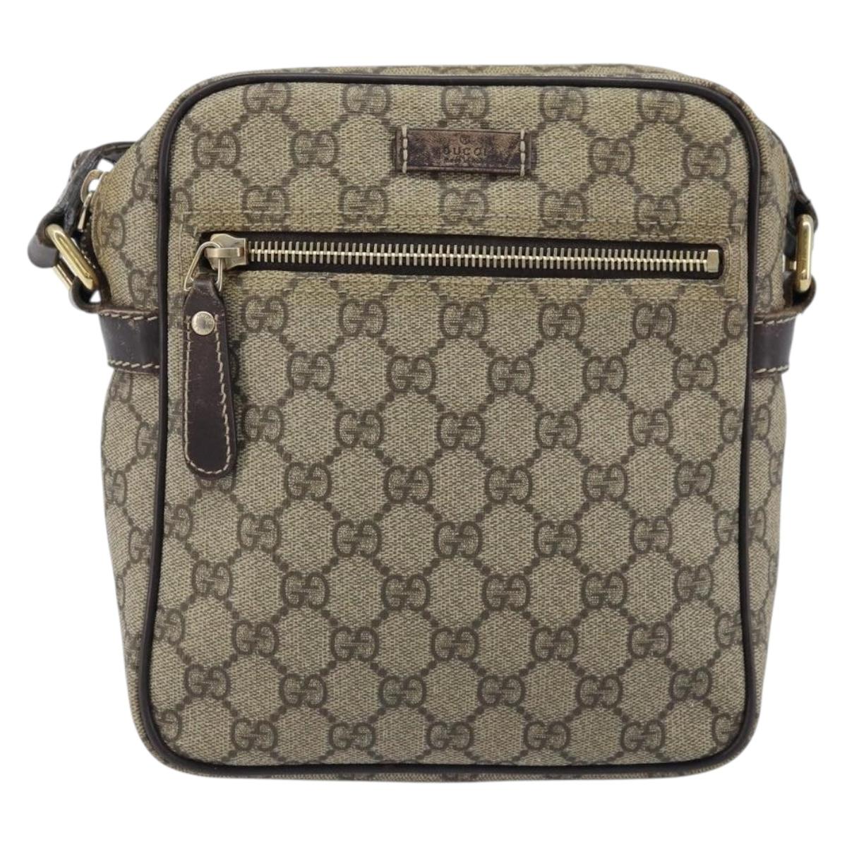 GUCCI GG Supreme Shoulder Bag PVC Beige Gold 233268 Auth 173855