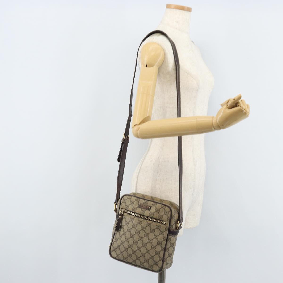 GUCCI GG Supreme Shoulder Bag PVC Beige Gold 233268 Auth 173855