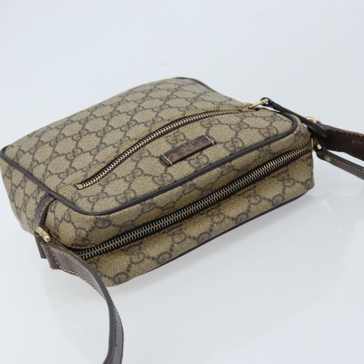 GUCCI GG Supreme Shoulder Bag PVC Beige Gold 233268 Auth 173855