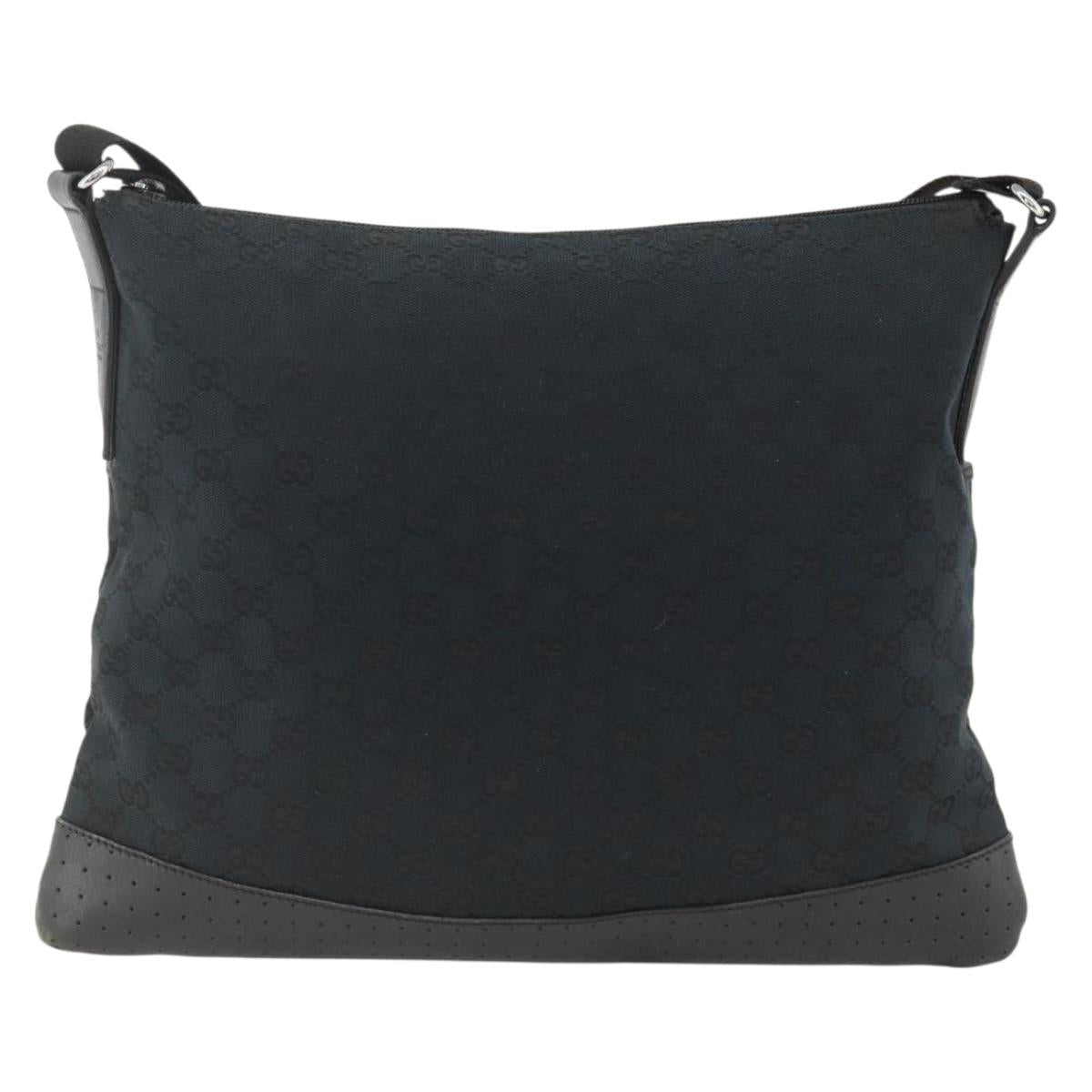 GUCCI GG Canvas Shoulder Bag Black Silver 145856 Auth 173856