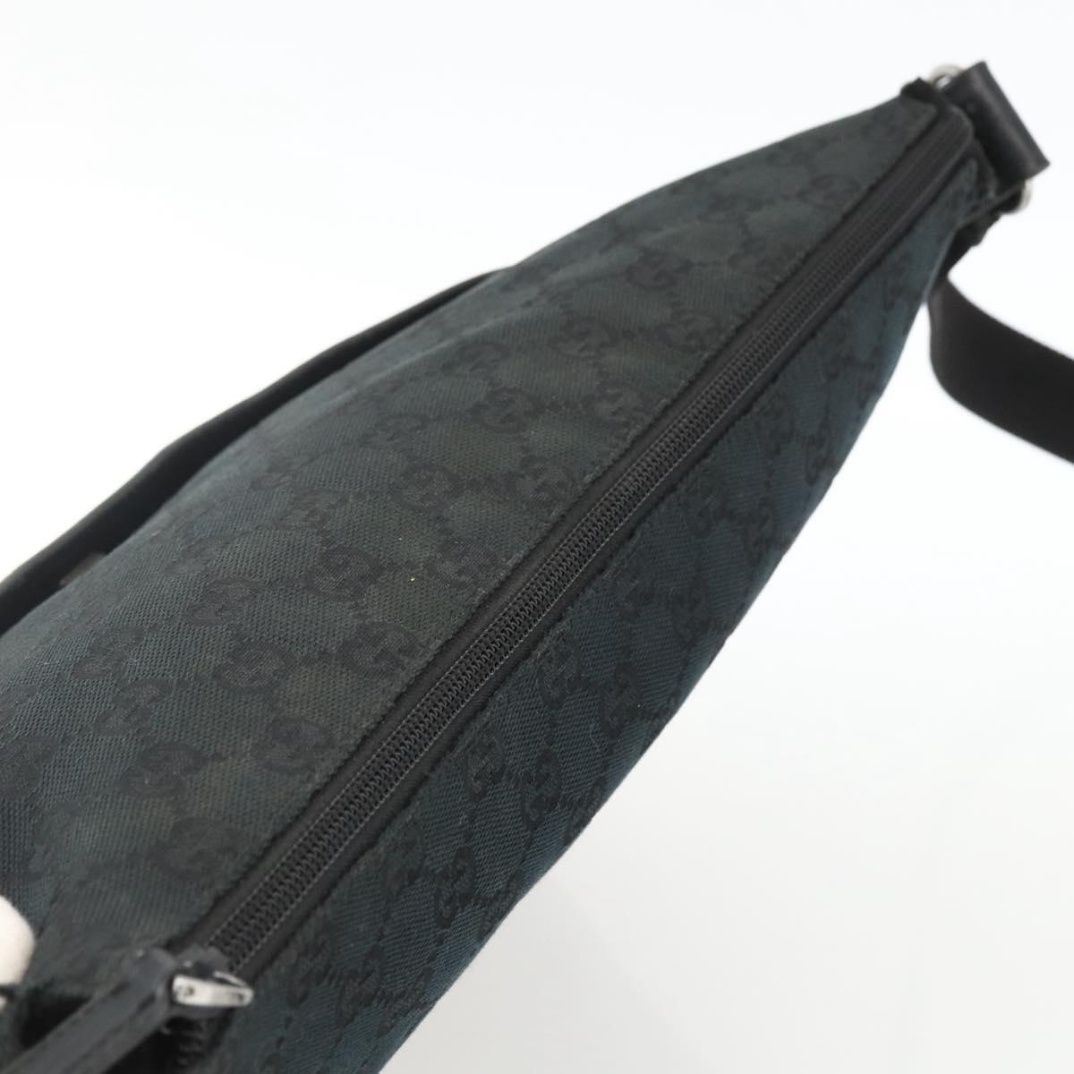 GUCCI GG Canvas Shoulder Bag Black Silver 145856 Auth 173856