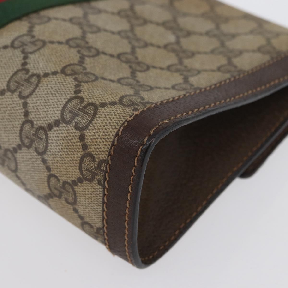 GUCCI GG Supreme Web Sherry Line Bag PVC Beige Gold 67 039 3087 Auth 173857