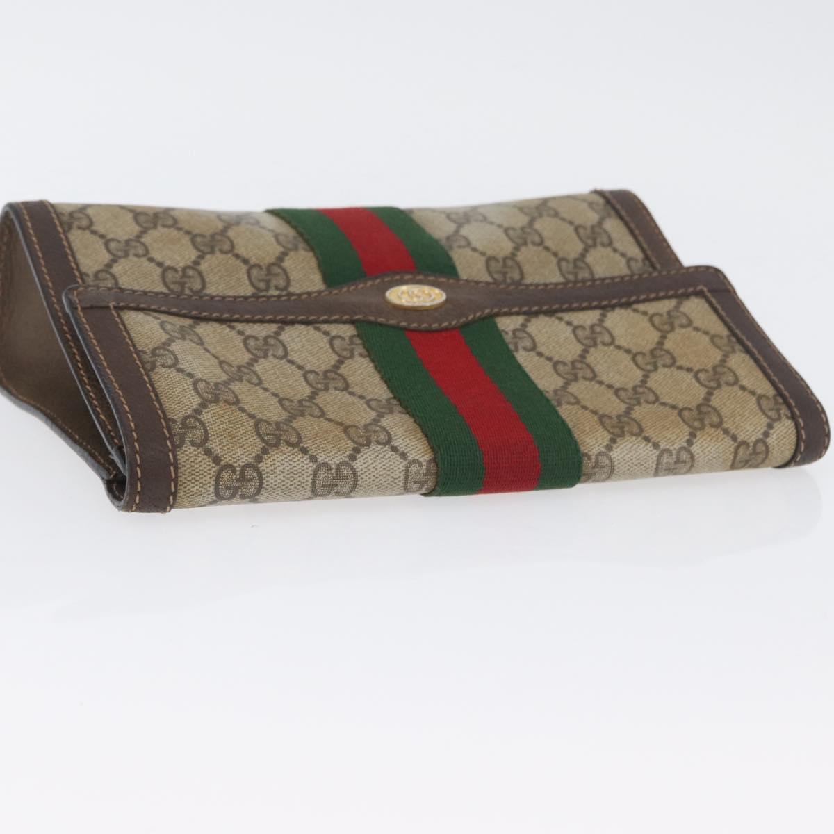 GUCCI GG Supreme Web Sherry Line Bag PVC Beige Gold 67 039 3087 Auth 173857