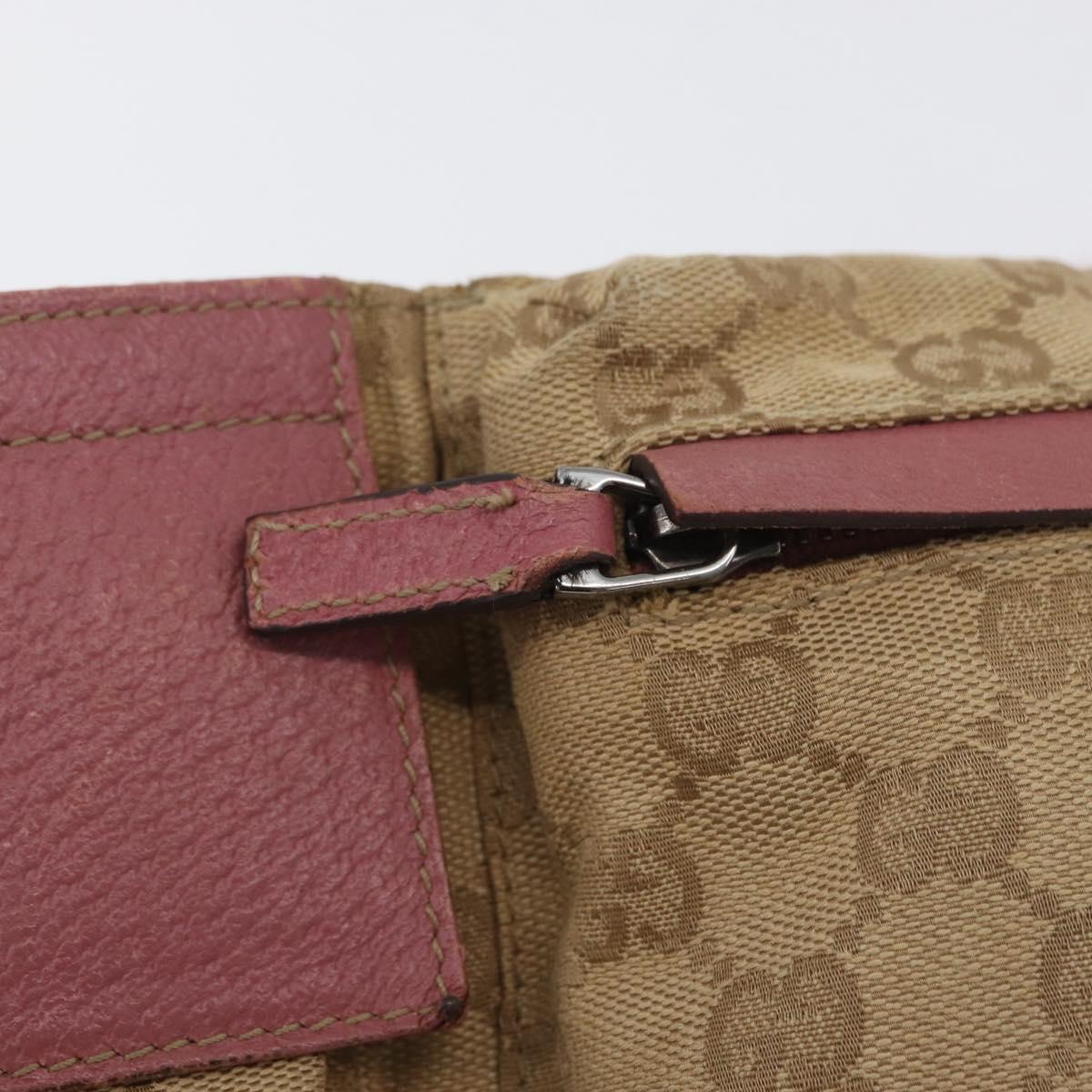 GUCCI GG Canvas Sherry Line Waist bag Beige Silver pink 28566 Auth 173858