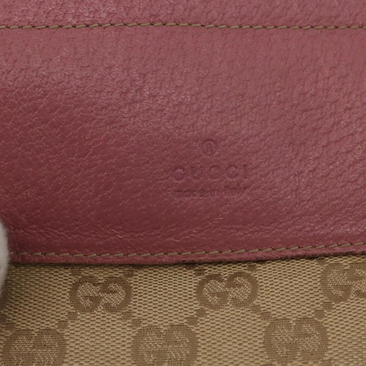 GUCCI GG Canvas Sherry Line Waist bag Beige Silver pink 28566 Auth 173858