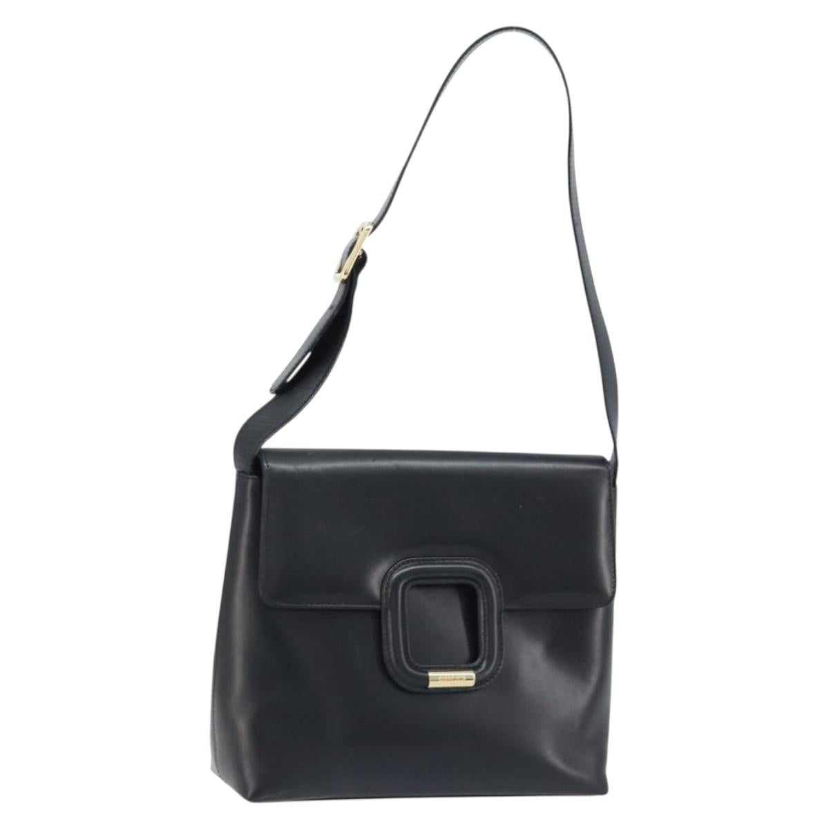 GUCCI Shoulder Bag Leather Black Gold 001 1998 1785 Auth 173859