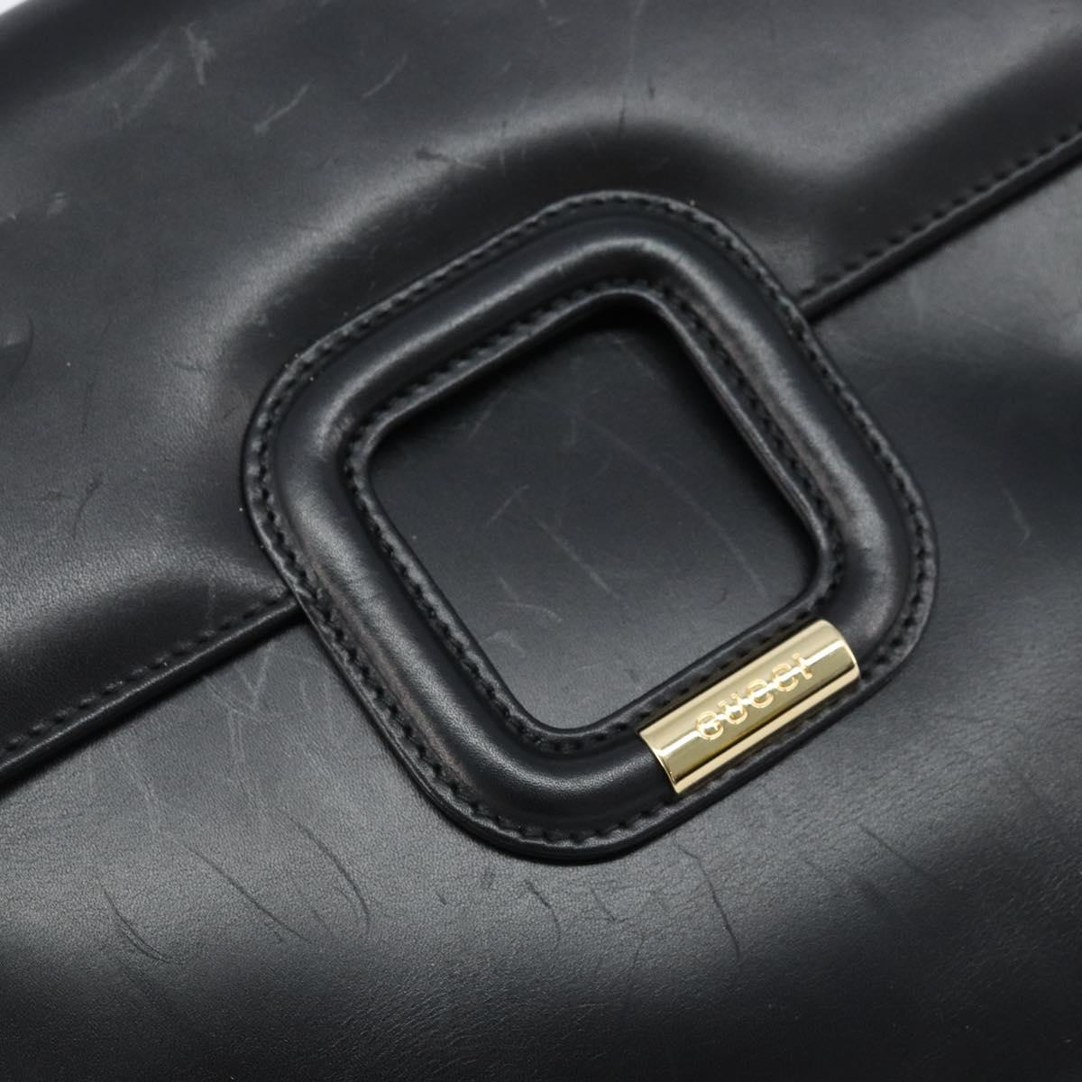 GUCCI Shoulder Bag Leather Black Gold 001 1998 1785 Auth 173859