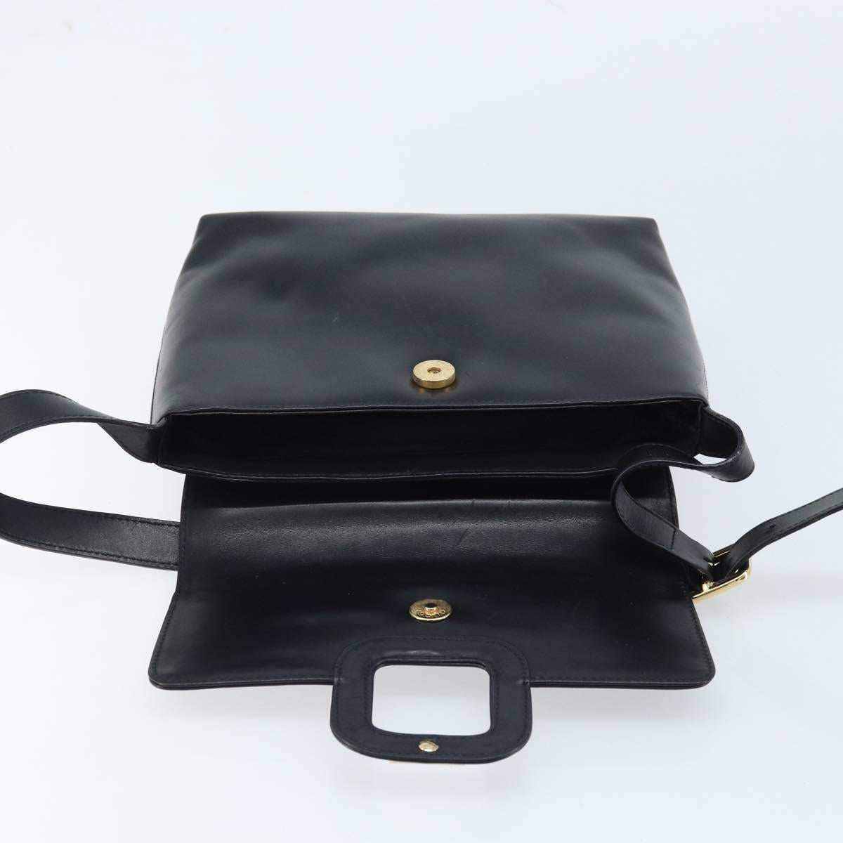 GUCCI Shoulder Bag Leather Black Gold 001 1998 1785 Auth 173859