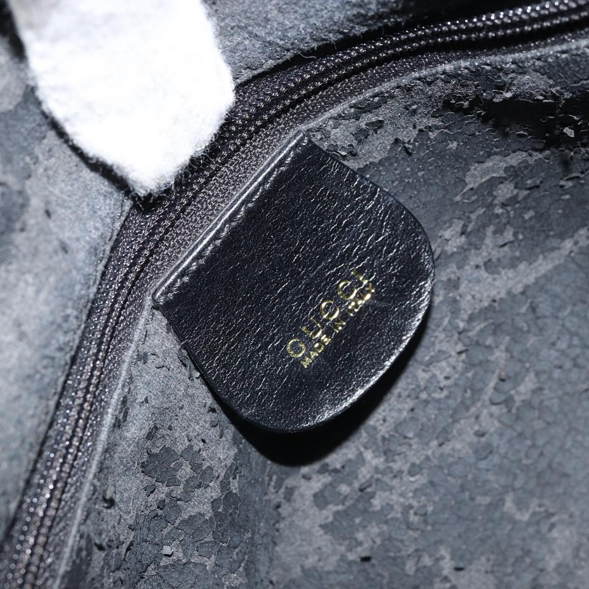 GUCCI Shoulder Bag Leather Black Gold 001 1998 1785 Auth 173859
