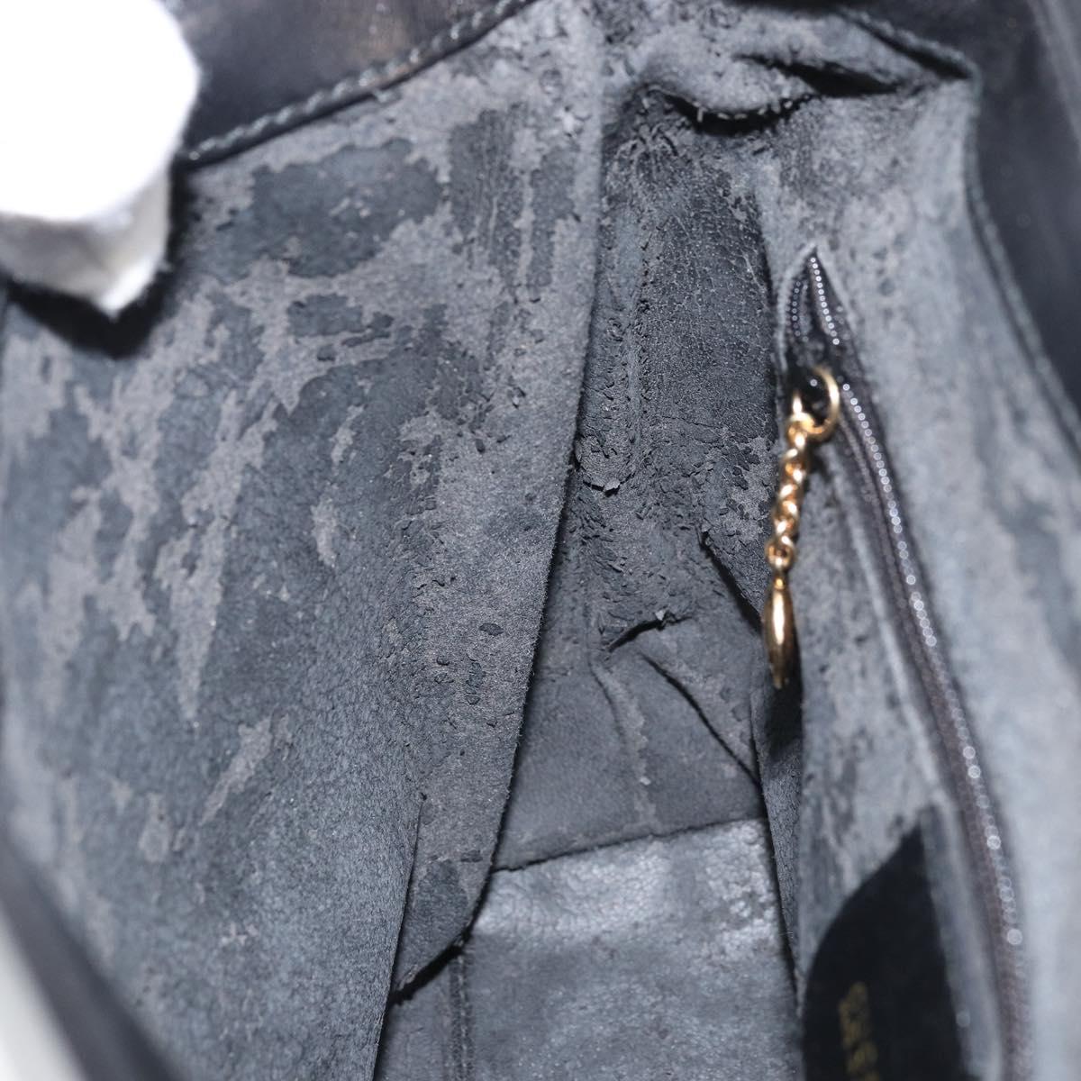 GUCCI Shoulder Bag Leather Black Gold 001 1998 1785 Auth 173859