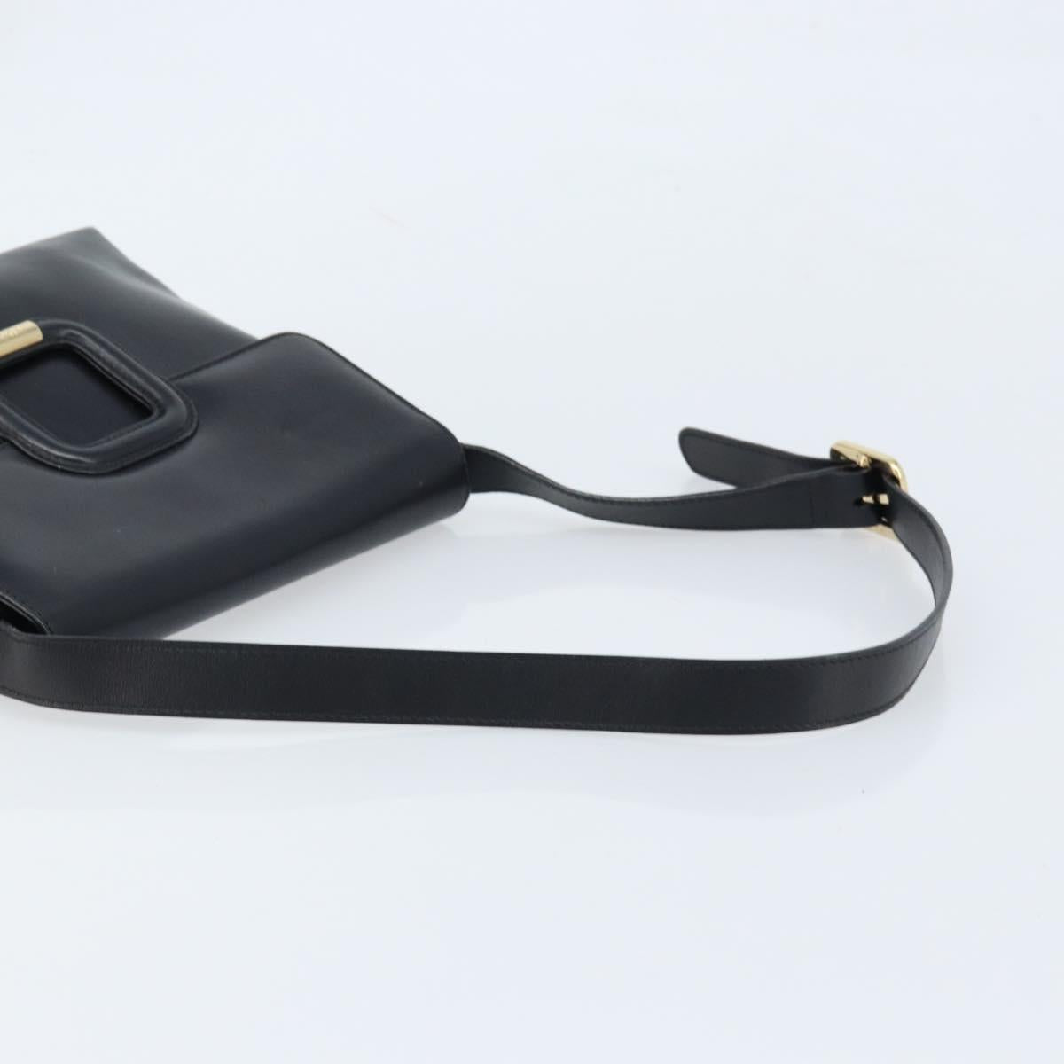 GUCCI Shoulder Bag Leather Black Gold 001 1998 1785 Auth 173859